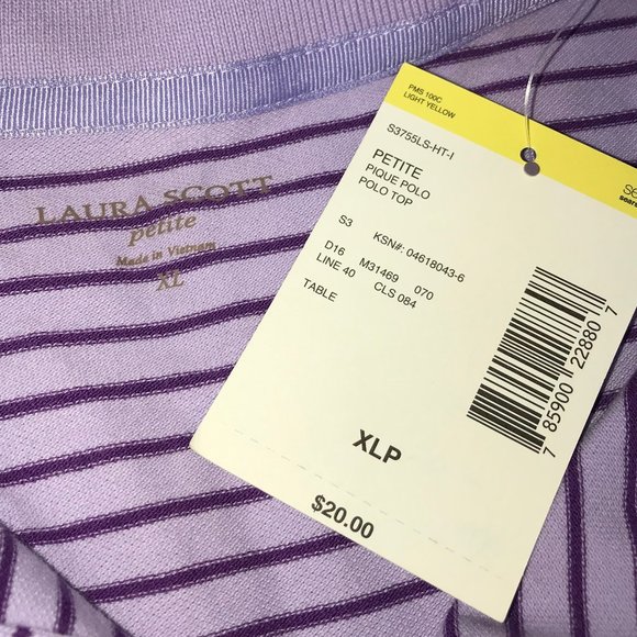 Laura Scott Polo, Purple Striped, XL Petite, NWT! - Picture 5 of 10